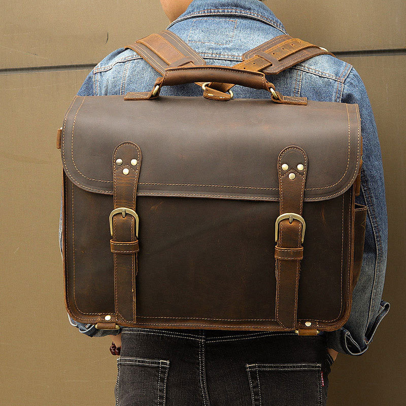 Messager Crazy Horse Cowhide Leather Messenger Bag