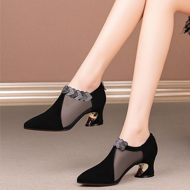 Hollow Mesh Pointed Toe Shoes Women