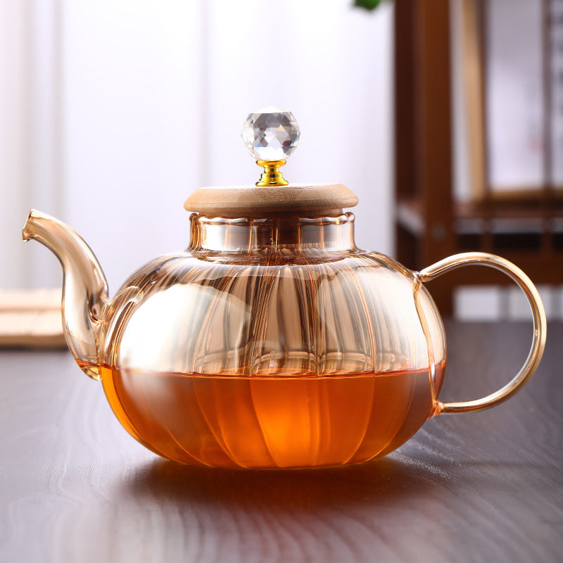 Glass Teapot Striped Tea Set Tea Water Separation Stainless Steel - Borosilicate Design