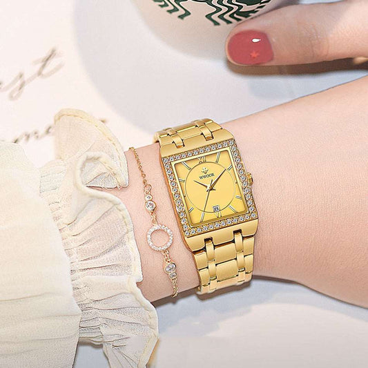 Diamond Square Steel Watch - Waterproof Love Belt