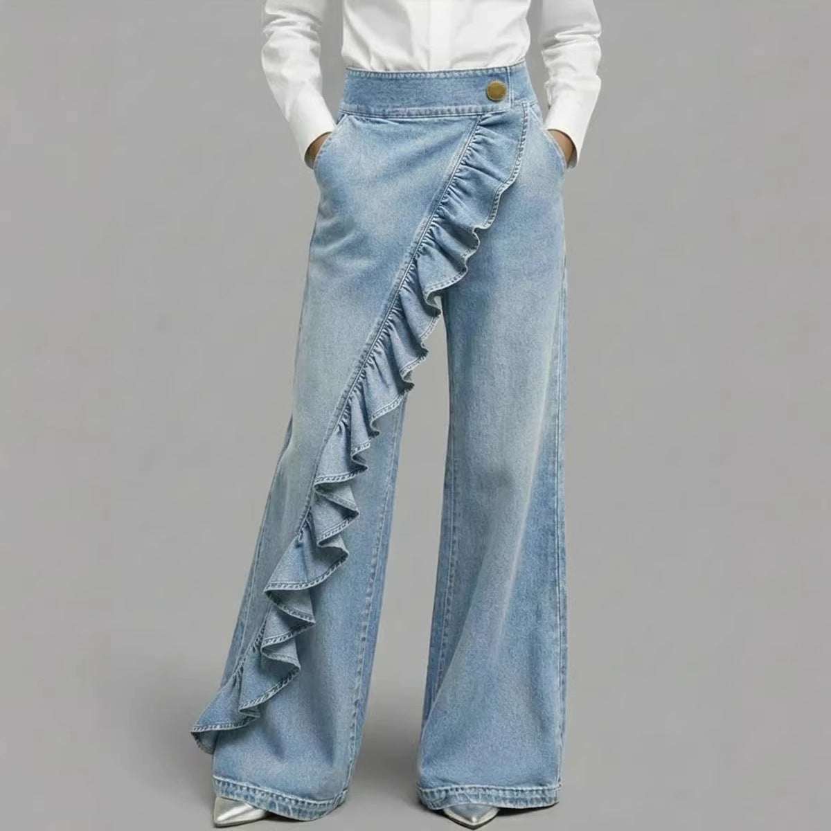 Women's Retro A-Line Irregular Hem Trousers | Black, Blue & Light Blue | S–2XL