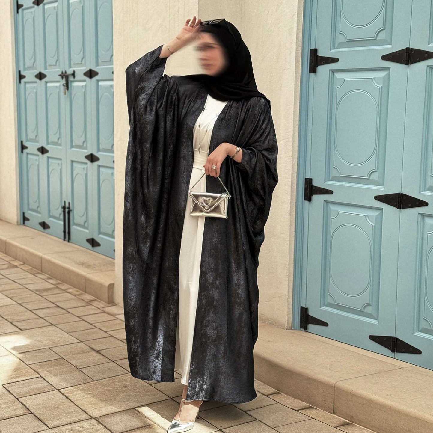 Women's Dubai Turkish Elegant Robe – Long Sleeve Modest Abaya Maxi Dress | Black, Light Green, Pink, Sky Blue | S–XXL