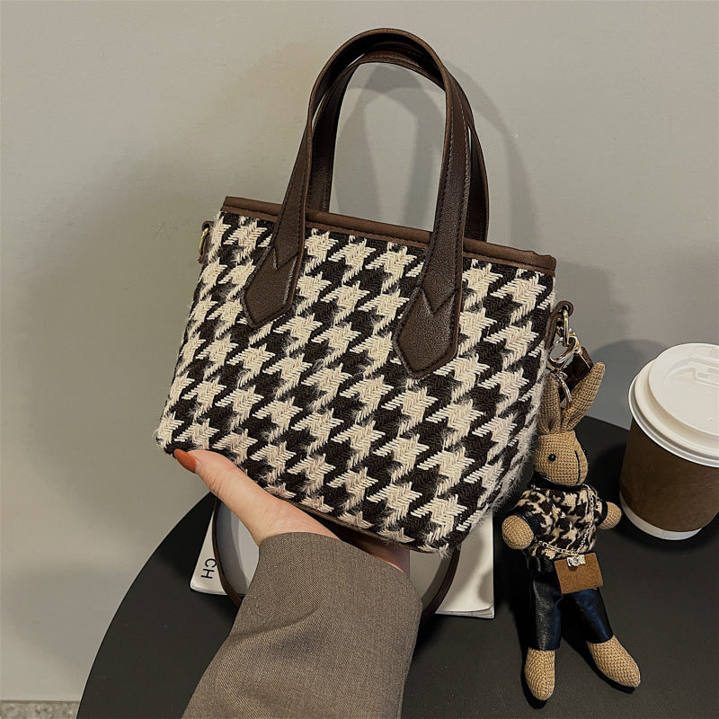 Houndstooth Checkerboard Shoulder Bag - Women's All-Match Messenger Tote
