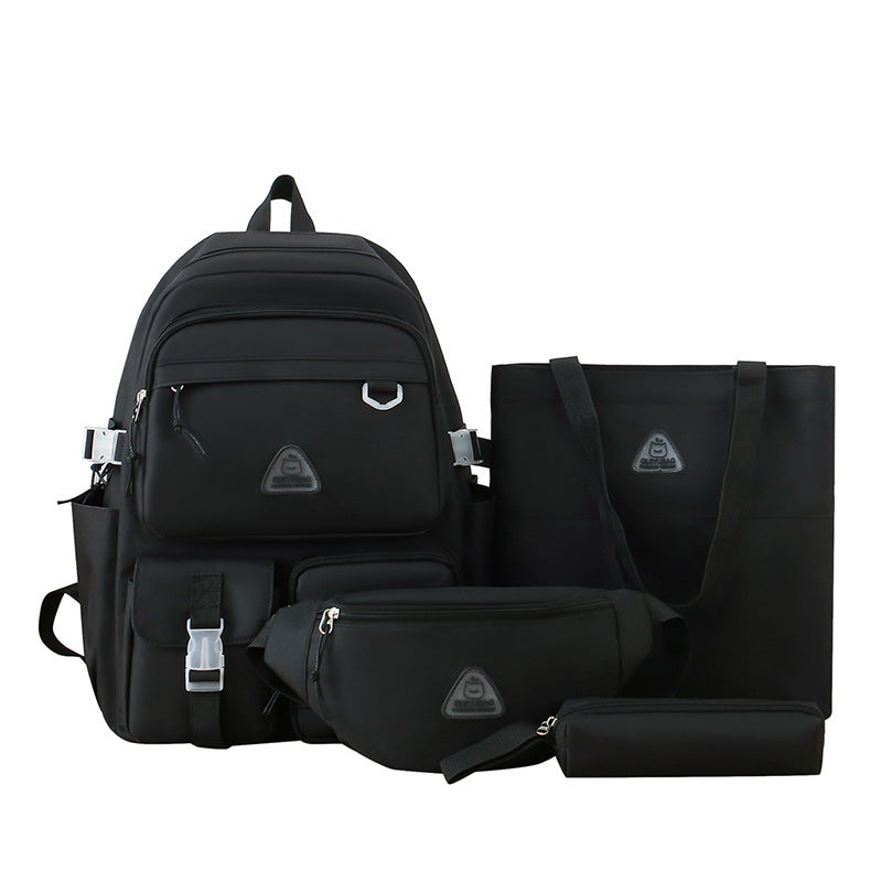 New Large Capacity School Bag Four-piece Backpack For Middle School Students