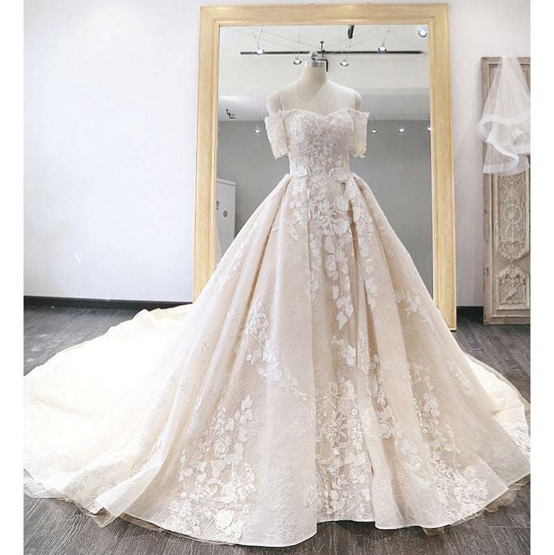 One-Shoulder Heavy Satin Wedding Dress | White | S–3XL