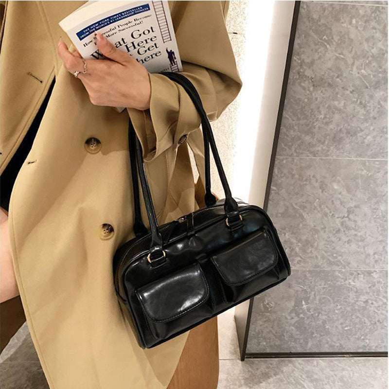 Multi-Pocket Square Shoulder Bag - Women's Versatile Underarm Handbag