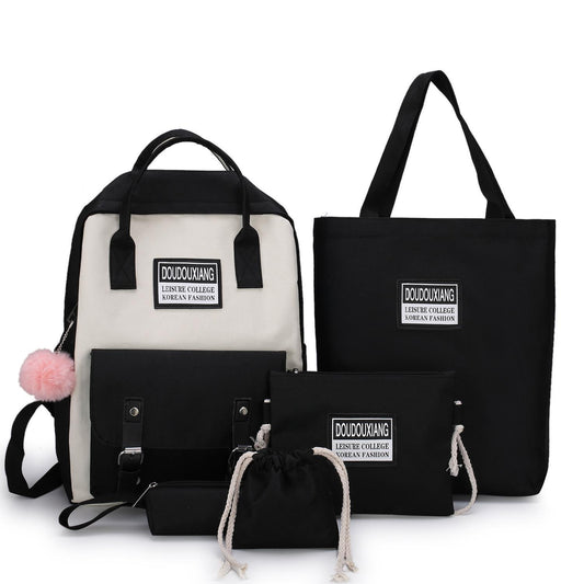Five-piece women's fashion canvas bag
