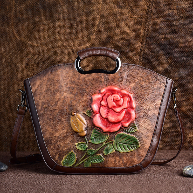 Empreinte Retro Embossed Cowhide Crossbody Bag