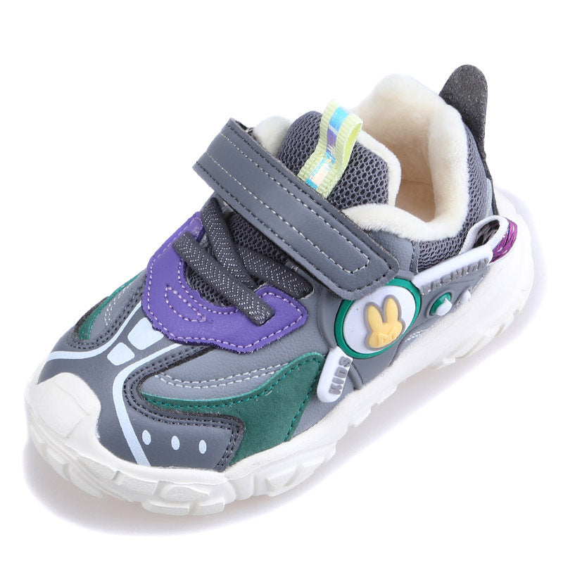 Children's Short-pile Quilted Casual Sneakers - Blue Unisex Kids Multiple Sizes