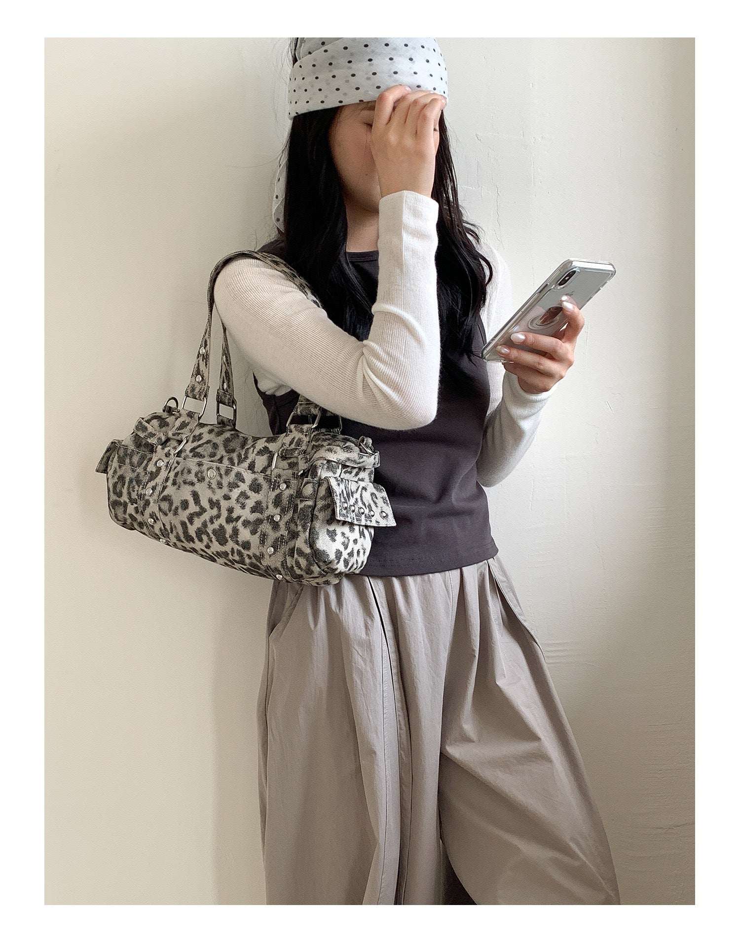 Retro Leopard Print Plush Handbag - Stylish Soft Crossbody Bag