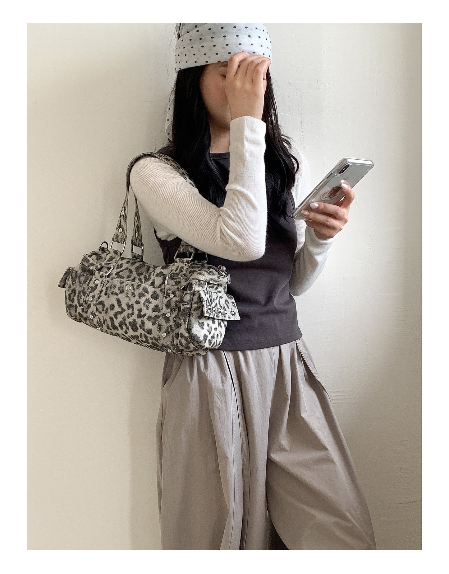 Retro Leopard Print Plush Handbag - Stylish Soft Crossbody Bag