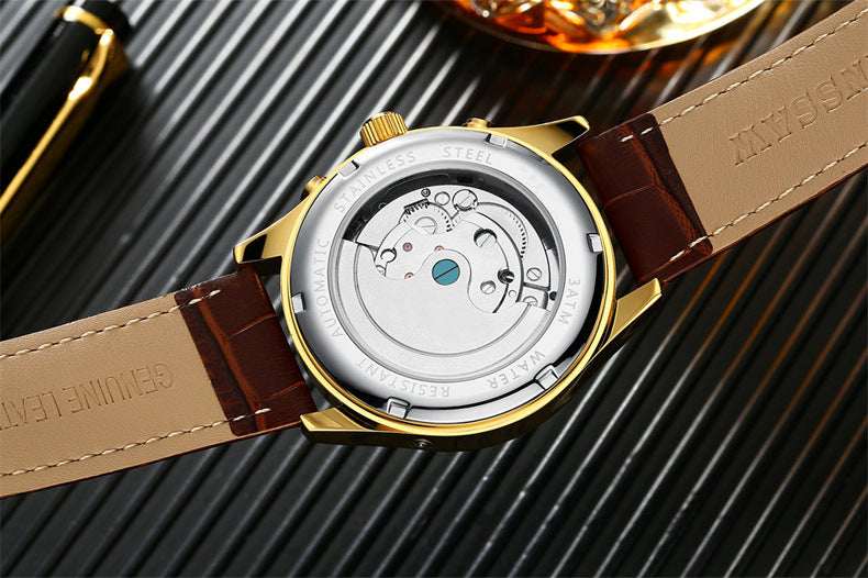 KINYUED Men's Automatic Hollow Tourbillon Mechanical Watch – JYD-J012 Sports Series 30m Waterproof | Steel & Leather Strap
