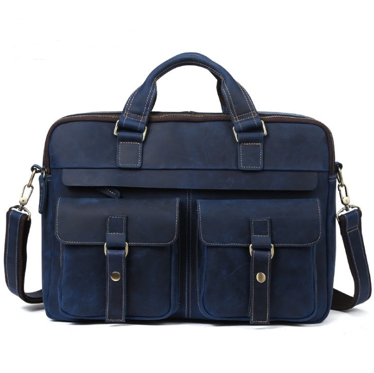 Cartable First-Layer Cowhide Leather Briefcase