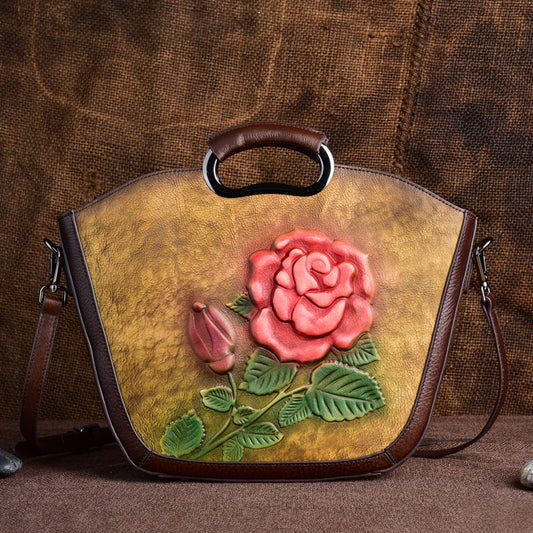 Empreinte Retro Embossed Cowhide Crossbody Bag