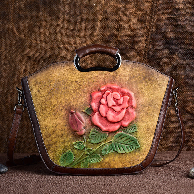 Empreinte Retro Embossed Cowhide Crossbody Bag