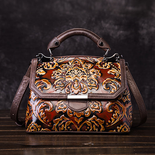 Leather Female Toe Cap Layer Cowhide Retro