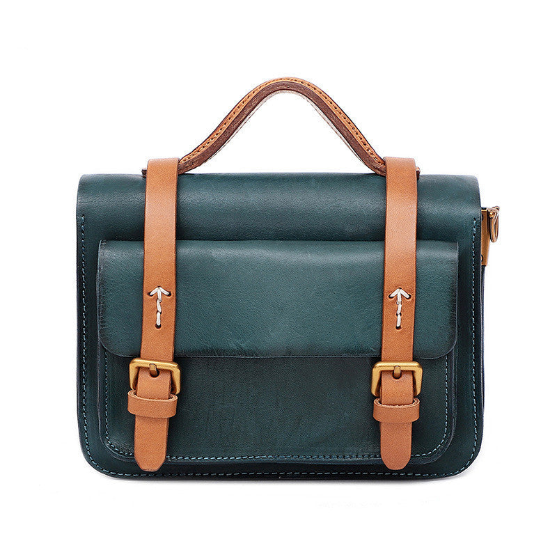 Crossbody Shoulder Bag Vegetable Tanned Leather Shoulder Bag Multifunctional Retro Leather Handbag