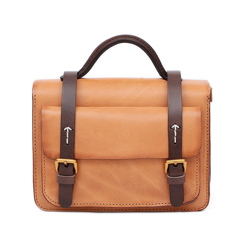 Crossbody Shoulder Bag Vegetable Tanned Leather Shoulder Bag Multifunctional Retro Leather Handbag