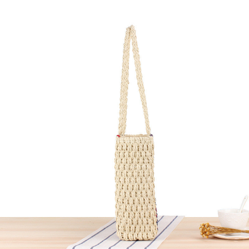 Vertical Stripes One-Shoulder Straw Woven Bag - Fashion Women's Summer Handbag