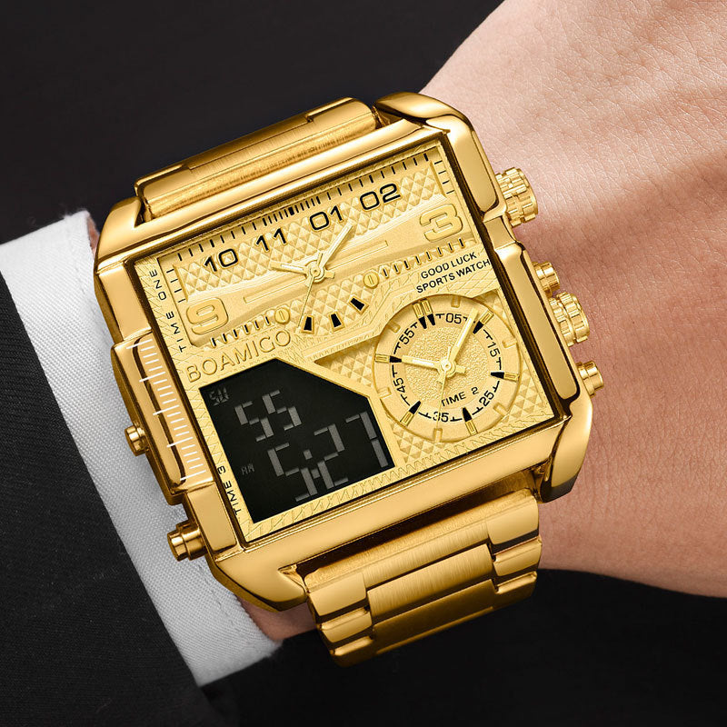 BOAMIGO Gold Digital Analog Watch - 42mm Square