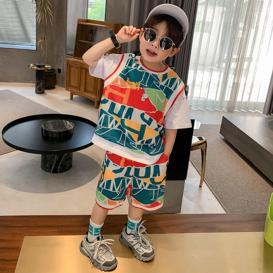 Child wearing a colorful outfit with a modern interior background