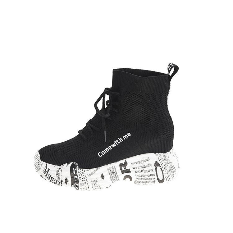 High-top lace-up letter boots