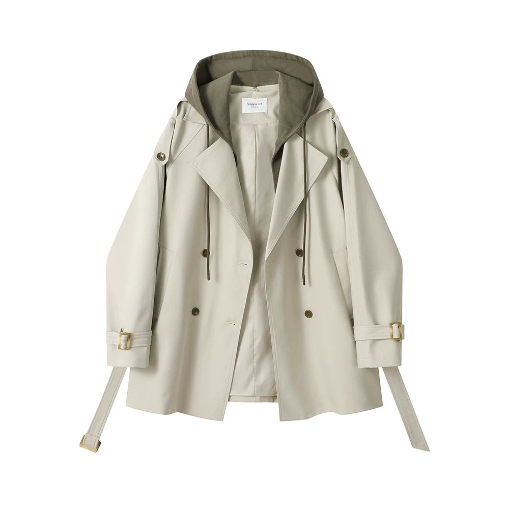 Beige trench coat with a hood on a white background by millivan