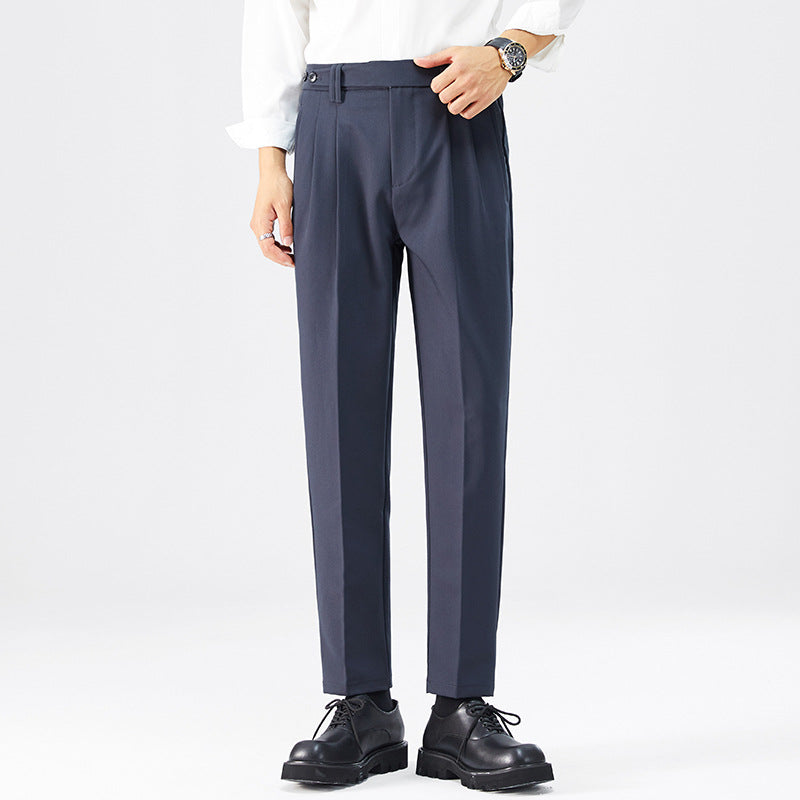 Men's Korean-Style Button-Waist Straight-Leg Trousers | 4 Colours | W28–W38