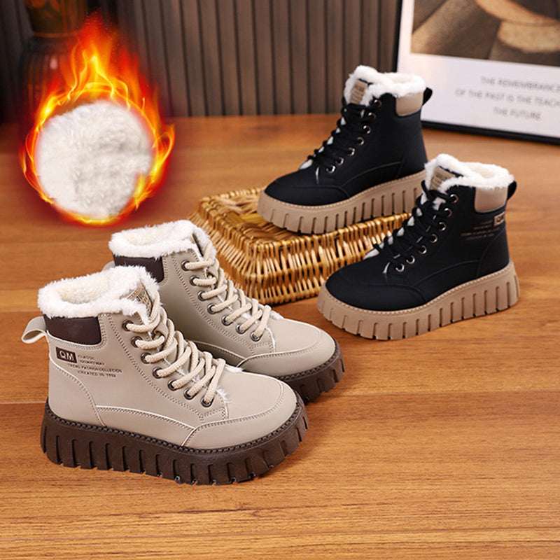 Winter Warm Fleece Lace-up Snow Boots Women