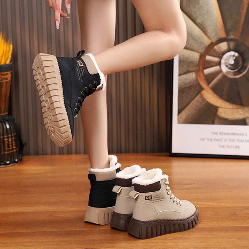 Winter Warm Fleece Lace-up Snow Boots Women