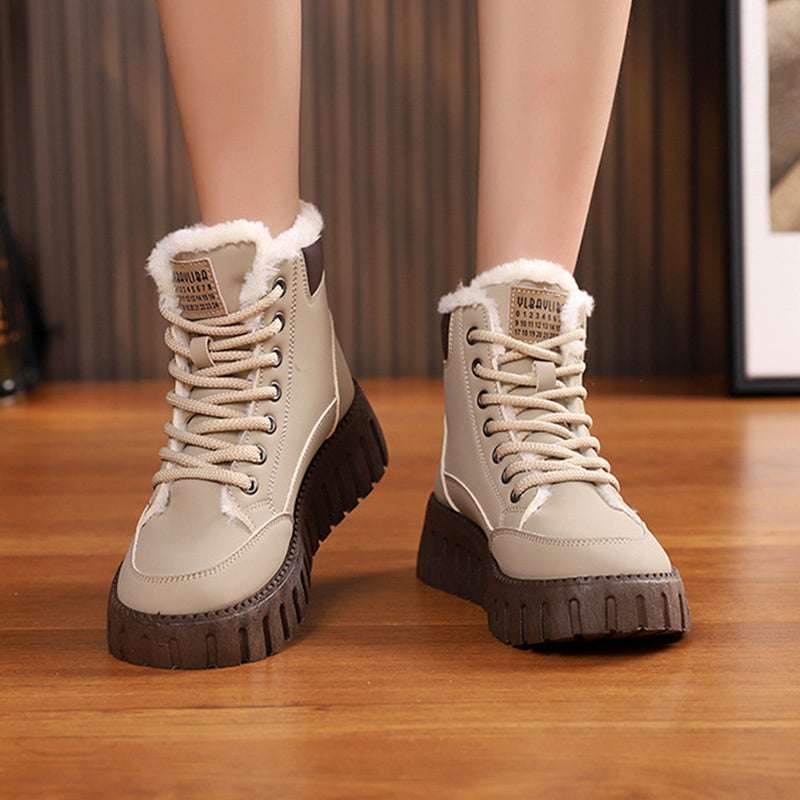 Winter Warm Fleece Lace-up Snow Boots Women