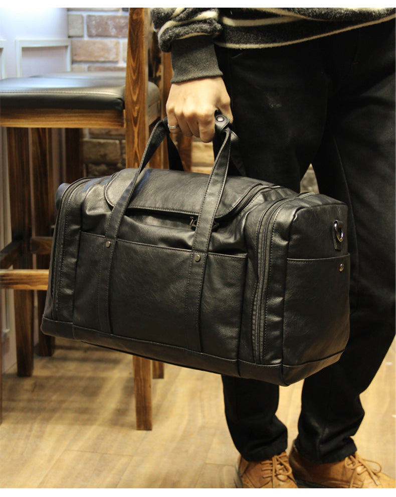 Noir PU Leather Men's Travel Clutch Bag