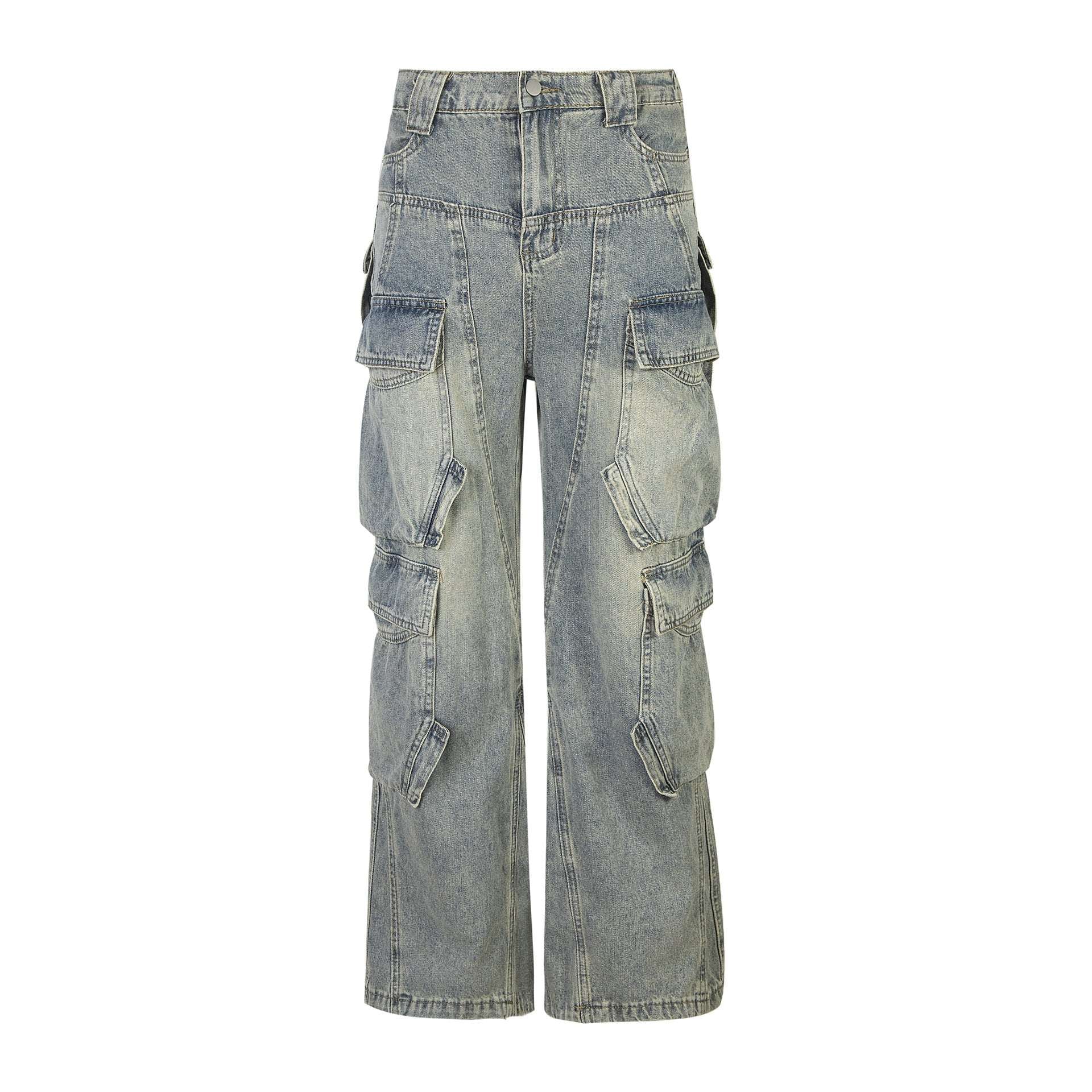Men's Multi-Pocket Cargo Denim Jeans | Blue | M–2XL