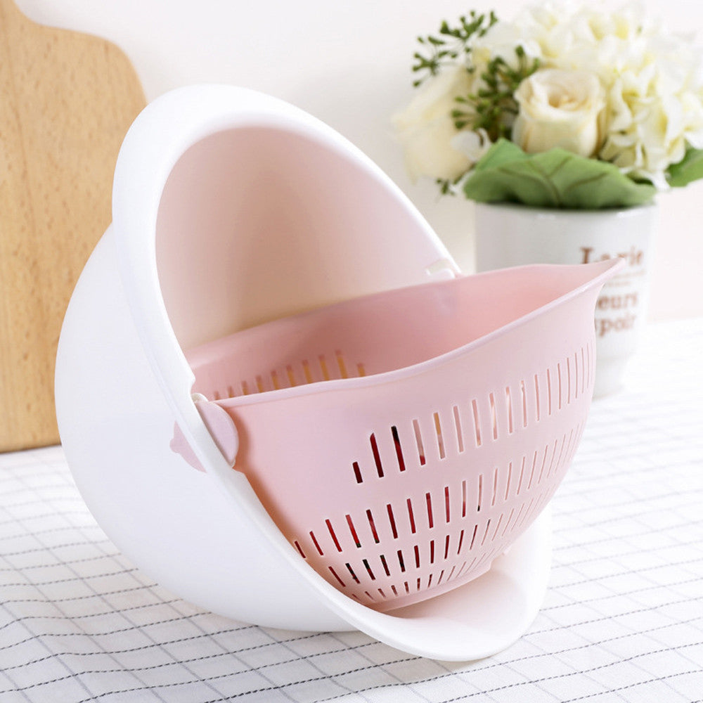 Portable Detachable Cleaning Drain Basket Double-Layer Hollow Fruit and Vegetable Cleaning Drain Basket - PP Material