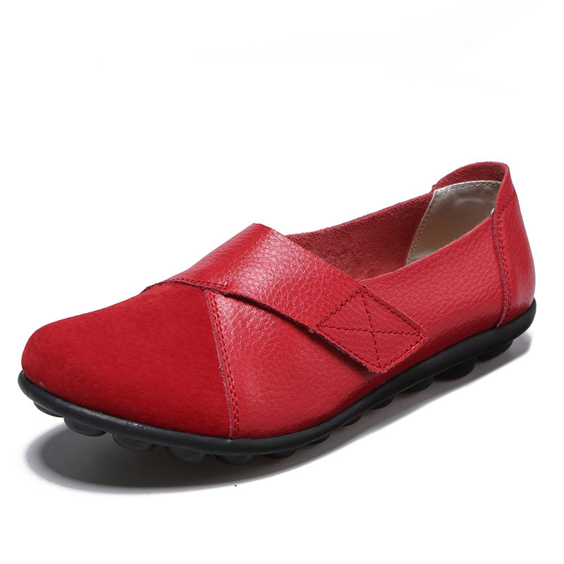 Women's Leather Patchwork Loafers - Soft Sole Flats