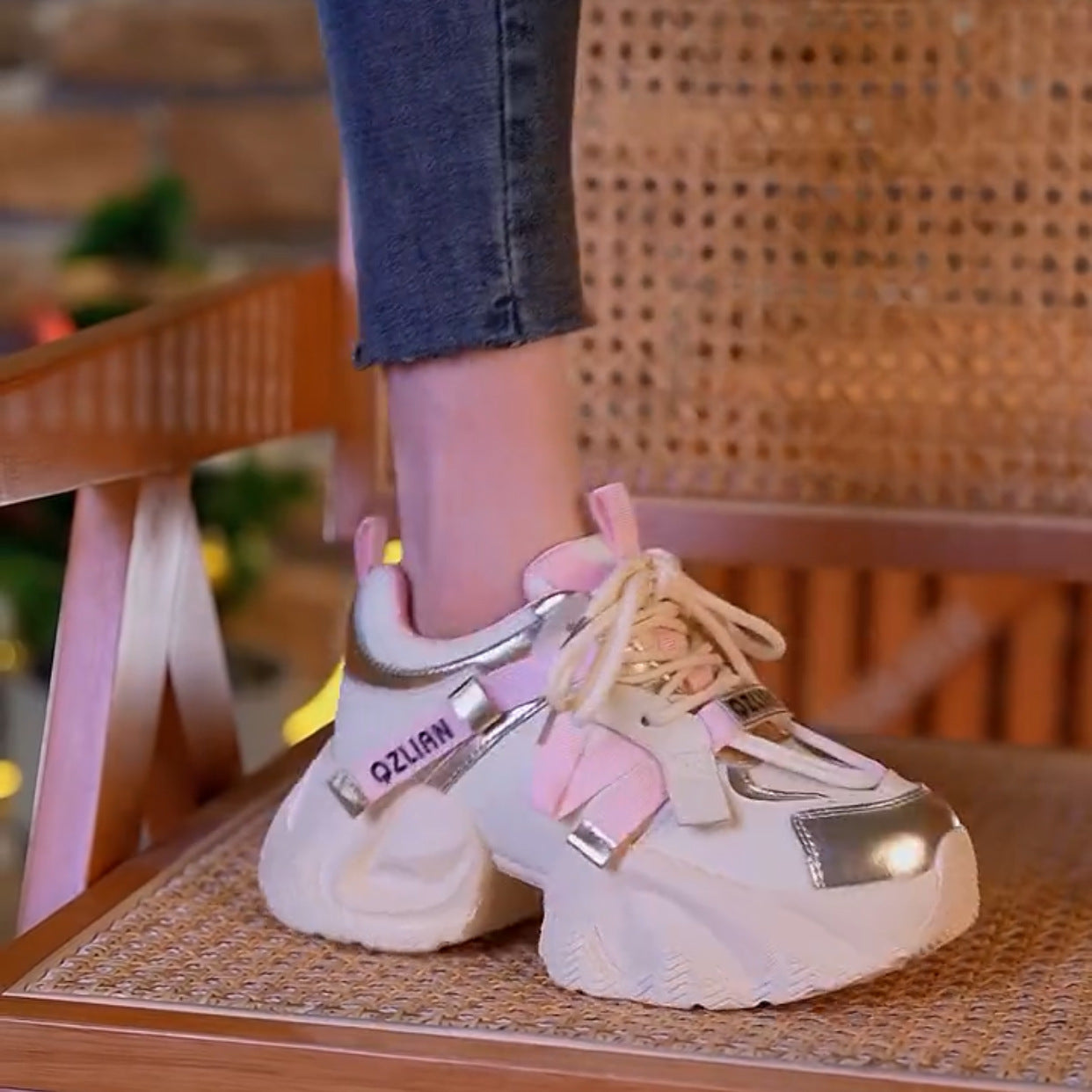 Women's Fashion Platform Shoes - Casual Exercise Sneakers with Height Boost