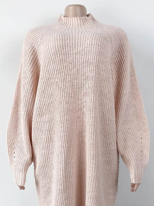 Mock Neck Dropped Shoulder Sweater Dress - Millivan supplies 