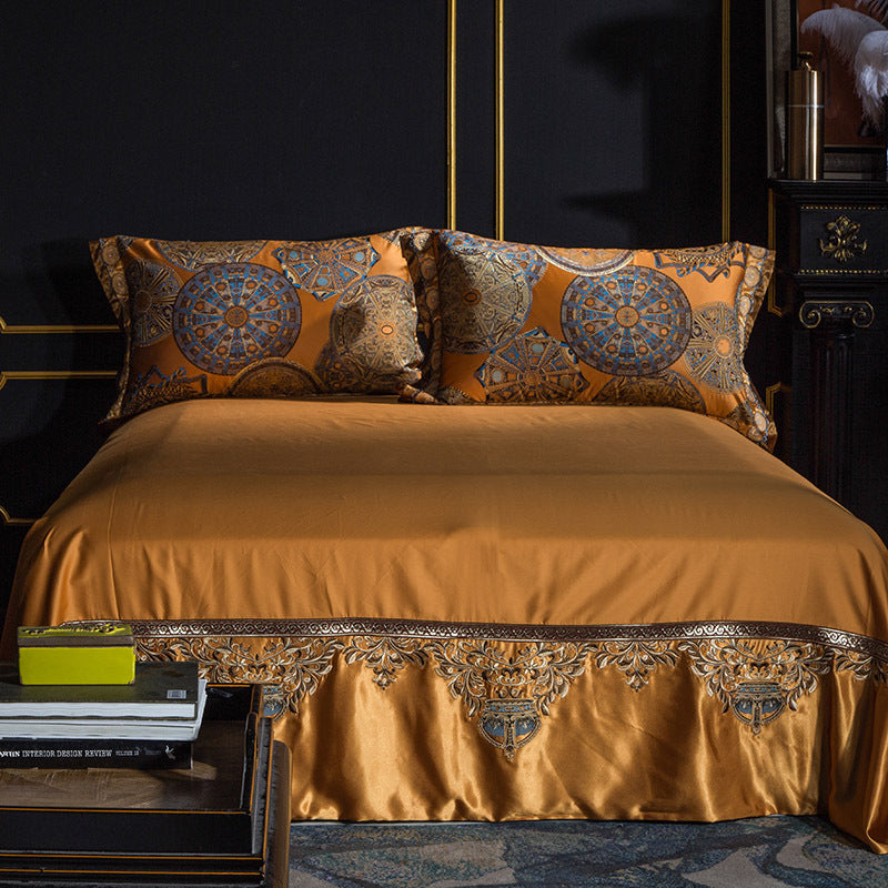 Home Textile Bedding Kit - High-Precision Yarn-Dyed Jacquard Multi-Piece Suit 60s Satin Long-Staple Cotton
