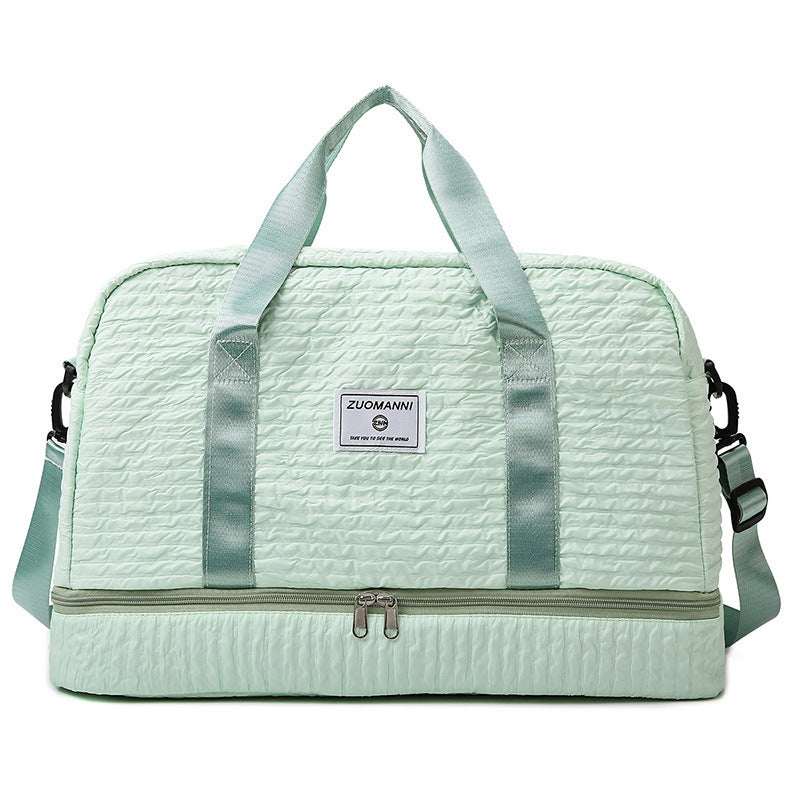 Ruched Travel Duffle Bag - Women's Gym Weekender with Wet/Dry Compartment