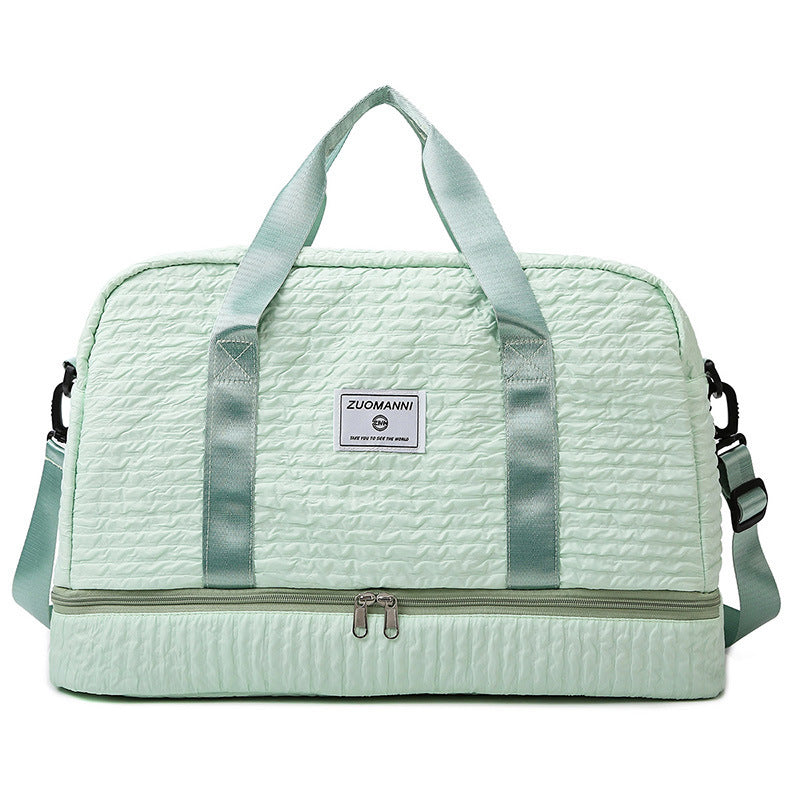 Ruched Travel Duffle Bag - Women's Gym Weekender with Wet/Dry Compartment