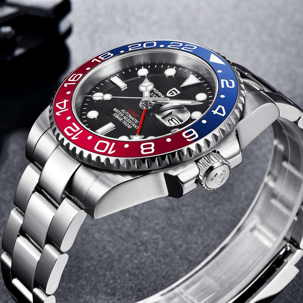 Men's GMT Calendar Luminous Watch – Pearl DG5833GMT Movement Sapphire Glass 40mm Stainless Steel | 7 Styles