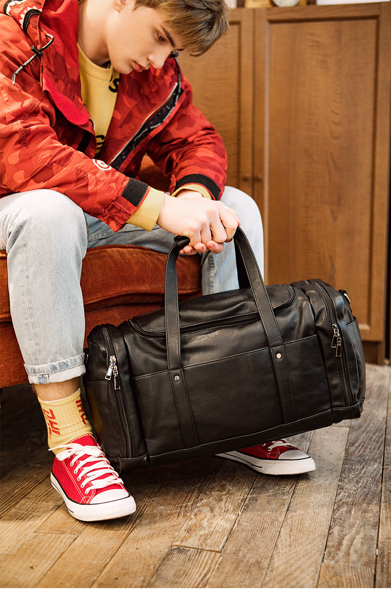Noir PU Leather Men's Travel Clutch Bag