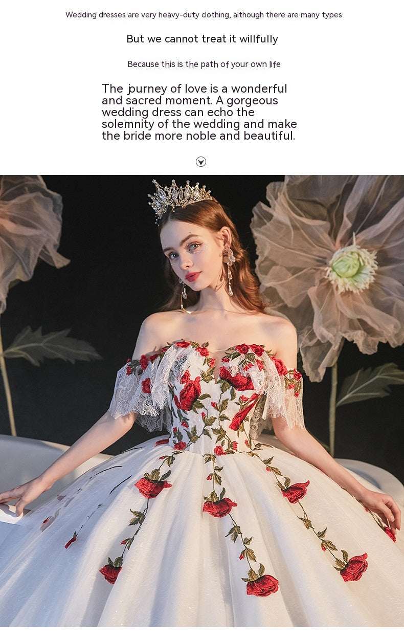 Women's Mori Style Bustier Wedding Dress – Sleeveless Shoulder Strap Bridal Gown with Tippet | Floor-Length & Trailing | XS–XXL