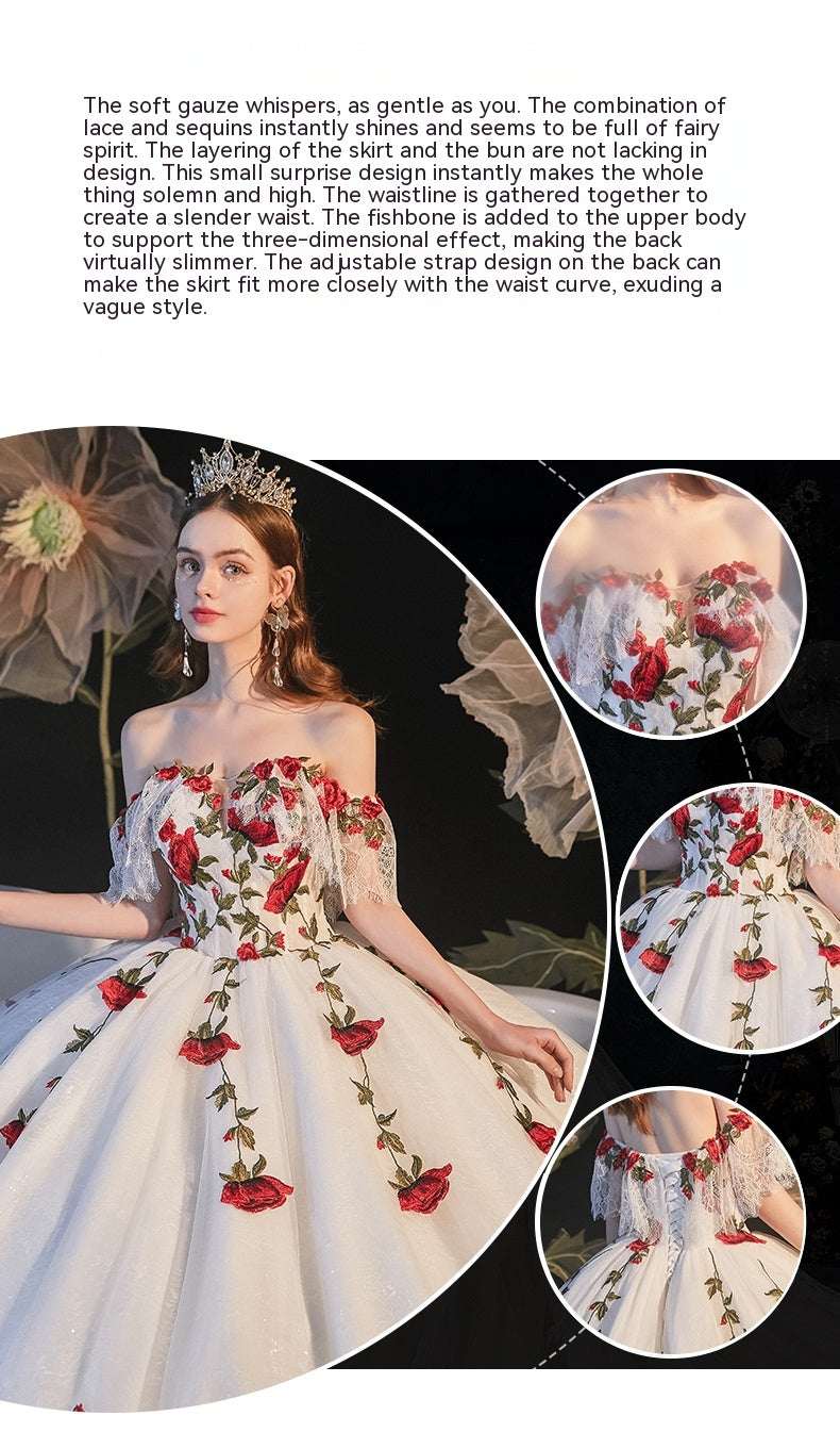 Women's Mori Style Bustier Wedding Dress – Sleeveless Shoulder Strap Bridal Gown with Tippet | Floor-Length & Trailing | XS–XXL