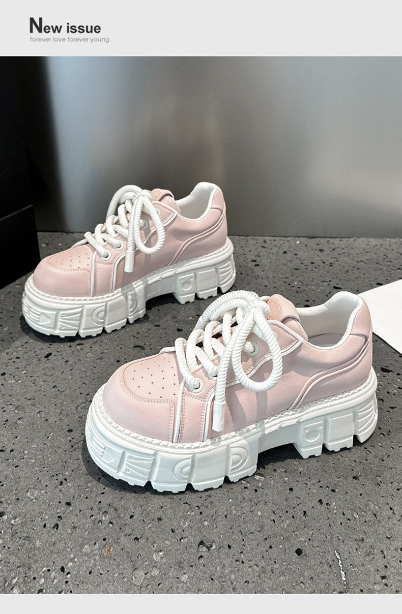 Women's Platform Leather Shoes - Height Increasing