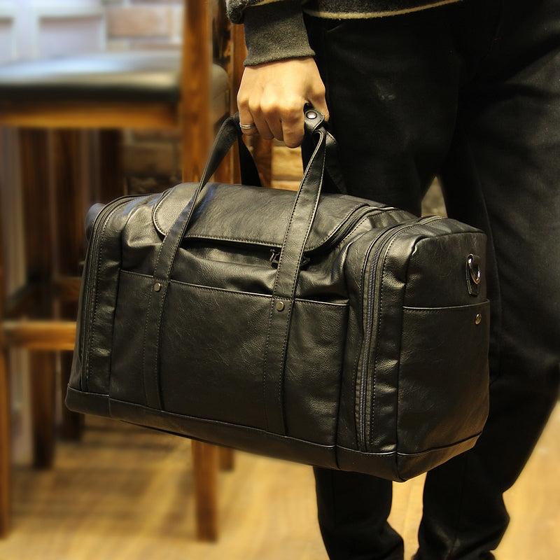 Noir PU Leather Men's Travel Clutch Bag
