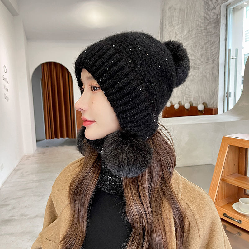 Add Velvet Padded Knitted Hat Ear Protection Warm