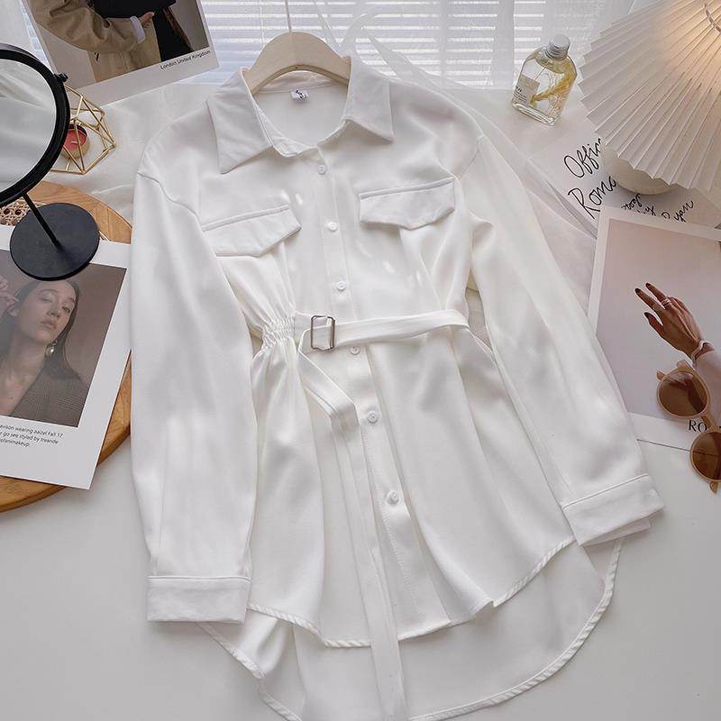 Small Design Lace Up Shirt Dress - Millivan supplies 