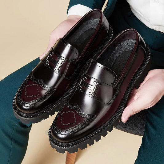 Men's Craft Leather Shoes - Slit Beads Matte Design