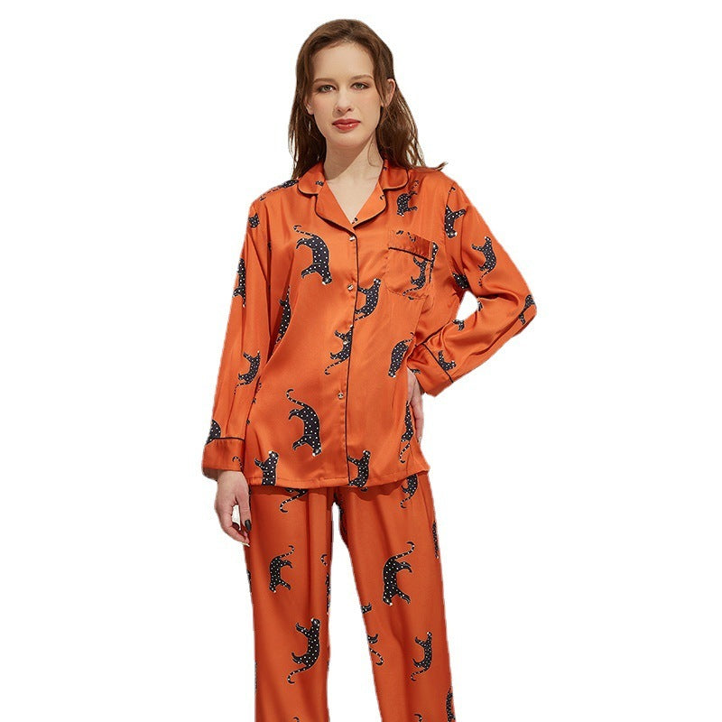 Women's Fashion Casual Printing Homewear Suit - Ice Silk Leopard Print Pajama Set